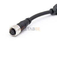 Cable Adaptador Divisor en Y M12 de 8 Pines con Código A Hembra a 2x M12 de 4 Pines Hembra, Conjunto de Cables Dobles para Distribución de Señales de E/S