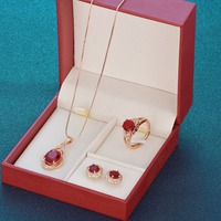 Ensemble de bijoux en cuivre plaqué or rose ACME, collier en gros, zircon rouge incrusté, halo personnalisable, accessoires de mode pour femmes