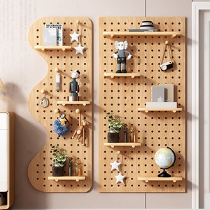 Custom pegboard entryway wall <b>shelf</b>, solid wood wall panel, entrance partition storage <b>rack</b>, wall display - Product Image 1