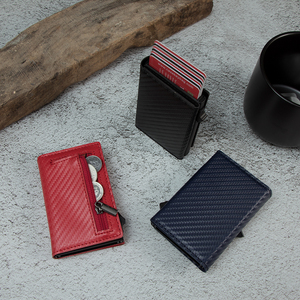 Cartera de Aluminio Trifold con Tarjetero de Cuero, Carteras Metálicas para Hombre, Mini Portemonnee Delgado Bifold, Tarjetero Personalizado Pop-up - Product Image 2