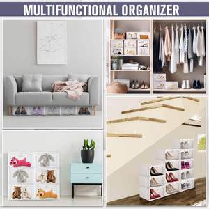 Boîte de rangement pliable en plastique multicolore pour la maison, organisateur de chaussures empilable avec accès frontal pour usage domestique - Product Image 3
