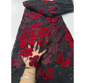 Nuovo Pizzo Francese di Lusso TopLace per Matrimoni, Ricamato con Motivi Floreali, Ecologico con Paillettes, in Poliestere, per Feste, Stile <span class=keywords><strong>Africano</strong></span>, 5 Iarde - Product Image 4
