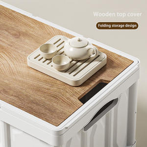 Складной ящик для хранения для кемпинга на открытом воздухе, 40-50 л, кубической формы, многофункциональный, с деревянной крышкой, пыле- и влагозащитный, современный - Product Image 5