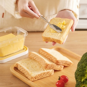 <b>Refrigerator</b>-Friendly Plastic Cheese Cake Dish Box with Cover and Baking Knife Cutter Home Use Butter Cutting Storage Bin - Product Image 3