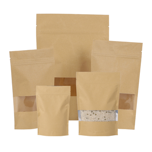 Personalizado Kraft Paper Stand Bag <span class=keywords><strong>Food</strong></span>-Impresso 250g 1kg 2kg Zip Janela Bolsas para Porcas Reutilizáveis para Pet <span class=keywords><strong>Food</strong></span> - Product Image 2