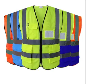 Custom personalized black polyester protecting construction custom men reflective vest safety clothing