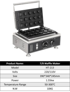 Machine à <span class=keywords><strong>Gaufres</strong></span> Commerciale Mini-Grille 15 Tartelettes, Appareil à <span class=keywords><strong>Petites</strong></span> Bouchées de <span class=keywords><strong>Gaufres</strong></span> pour Enfants, Réalise des Mini-<span class=keywords><strong>Gaufres</strong></span> Carrées et Circulaires - Product Image 2