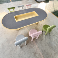 Meja Aktivitas Anak Remaja Bentuk Oval Modern Montessori Perakitan Mudah Ruang Penyimpanan Blok Bangunan Prasekolah Sekolah Hotel