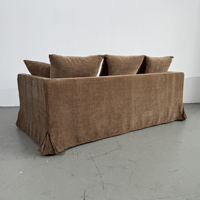 Canapé modulaire rectangulaire en tissu de lin noir moderne belge à 3 places avec housse amovible et cadre en bois massif extensible