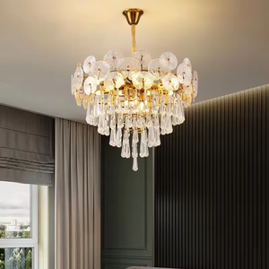 Candelabro de cristal K9 de lujo dorado moderno para comedor de dormitorio Simple posmoderno para sala de estar - Product Image 3