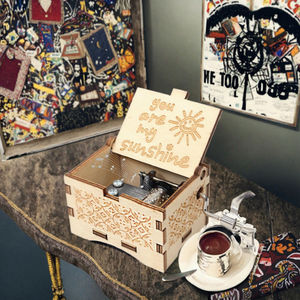 Tu sei il mio sole inciso in legno Vintage carillon manovella a mano stile retrò regalo per gli amanti amici e familiari - Product Image 3