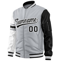 Vestes pour Homme Grandes Tailles Personnalisées en Gros, Blousons Bomber Lettre Brodée Type Universitaire à Manches Côtelées, Style Tendance