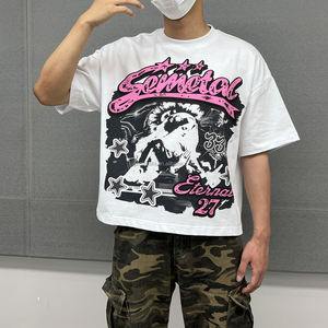 Özel t Shirt Hommes dökmek yüksek kalite % 100% pamuk erkekler kırpılmış t Shirt üreticisi baskılı boy Boxy grafik T-shirt - Product Image 2