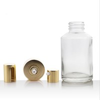 15ml 30ml 50ml 100ml 200ml Bouteille en verre transparente de vaporisateur de parfum de haute qualité de lotion avec la pompe d'or de placage