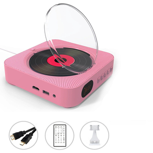 Lecteur CD portable intelligent multi-formats avec double haut-parleur pour la maison et la voiture, prise en charge USB FM, écran LCD, matériau ABS, design rétro - Product Image 2