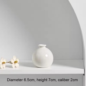 Petit vase en céramique, style japonais simple, pour la décoration de la maison, du salon ou du porche, blanc, rose, violet, bleu, fleurs séchées, hydroponie, 7 cm - Product Image 5