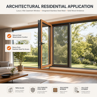Fenêtre à battant en aluminium et bois pour maison passive, triple vitrage trempé, cadre composite, isolation thermique