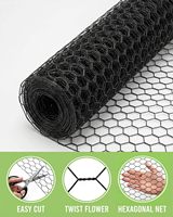 Rollo de Malla para Aves de Corral de 72 pulgadas x 25 pies, Malla Hexagonal de Alambre Recubierta de PVC Negro de 1 Pulgada para Jardín y Gallinero