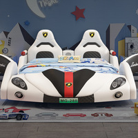 Lits Enfants Populaires, Lit Voiture Moderne pour Enfants, Cadre de Lit de Luxe Dessin Animé, Ensemble de Meubles de Chambre Double pour Garçon et Fille