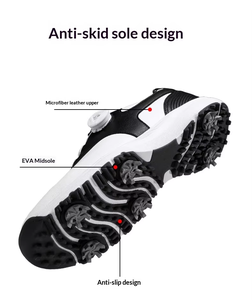 Nouvelles chaussures <span class=keywords><strong>de</strong></span> <span class=keywords><strong>golf</strong></span> unisexes avec boutons à crampons fixes, imperméables, respirantes, confortables, dessus en cuir véritable, semelle extérieure en caoutchouc - Product Image 3