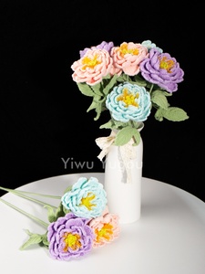 Ramo de Peonías de Diamante Tejido a Crochet Hecho a Mano |   Flores de Peonía Tejidas <span class=keywords><strong>para</strong></span> <span class=keywords><strong>Siempre</strong></span> |   Decoración Boho <span class=keywords><strong>para</strong></span> el Hogar / Boda / Día de la Madre - Product Image 3