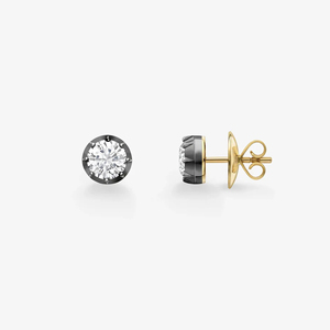 Orecchini a lobo con diamante solitario nero, placcati oro 14k, ipoallergenici, stile <span class=keywords><strong>neo</strong></span>-gotico, con diamanti neri, gioielli che non si ossidano - Product Image 2