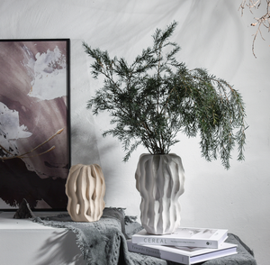 แจกันเซรามิกสไตล์ Wabi-Sabi ตกแต่งอย่างนิ่มสไตล์ครีมเครื่องประดับบ้านโมเดลดอกไม้แห้งจัดดอกไม้ตกแต่งบ้าน - Product Image 5