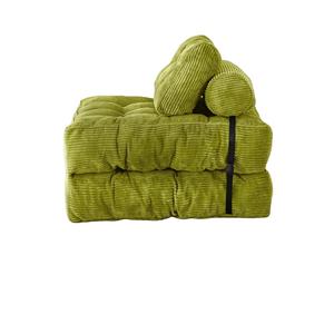 Canapé convertible paresseux en L en lin, inclinable et pliable, avec dossier, portable, pour une personne, idéal pour appartement, salle de bain, salon - Product Image 1