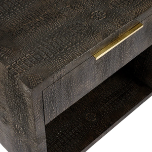 Mesita de noche Pierce de diseño moderno con imitación de cuerno y tapa de madera, mesita de noche duradera de alta calidad - Product Image 5