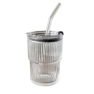 Gobelet à paille <span class=keywords><strong>de</strong></span> type paille écologique à rayures verticales NEWELL, <span class=keywords><strong>haut</strong></span> <span class=keywords><strong>de</strong></span> <span class=keywords><strong>gamme</strong></span>, pour femmes, thé au lait, café, verre - Product Image 5