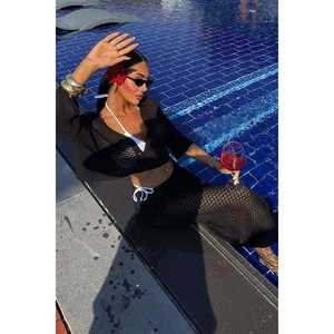 Ensemble jupe en dentelle Jenny pour femme, noir, 2 pièces, col en V profond, découpes, extensible, maillot de bain bikini, tenue de plage - Product Image 2