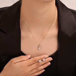 Fashion Jewelry Set <b>Flower</b> Shape Zinc Alloy Earrings Necklace Party Wear - Product Image 2