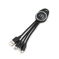 Nouveau Design Personnalisé Câbles de Charge USB 3-en-1 avec Logo LED Lumineux Câbles de Données Chargeur 2.0A USB-C pour Tous les Téléphones Mobiles