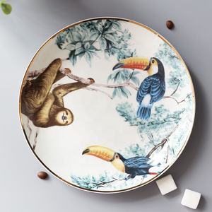 Vaisselle et assiettes en porcelaine de luxe à motif animalier pour salle à manger, 8 pièces, vente en gros personnalisée, style anglais - Product Image 5