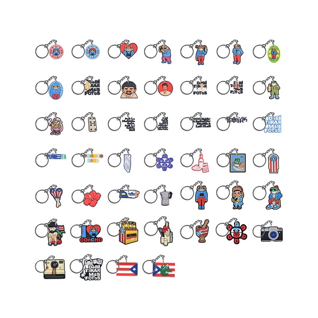 Wholesales Assorted Puerto Rico & Latin Pop Culture Themed Rubber PVC Keychain Set Boricua Souvenir Bag Pendants Charms