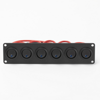 PN-R6-101EN-BL-12VDC Panneau de commutation à bascule marin 6 interrupteurs étanche 12V avec LED bleue 3 broches pour bateau et voiture