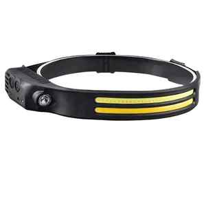 Potente Linterna Frontal COB, Impermeable, Luz de Seguridad para Exteriores, Recargable por USB, Funciona con Pilas AA, Clasificación IP44, Regulable, con Zoom - Product Image 1