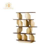 Bibliothèque de luxe moderne en acier inoxydable de haute qualité avec cadre doré pour salon, appartement, hôtel, bureau