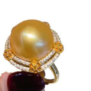 Anillo de Perlas de Agua de Mar de Nanyang, Color Natural Original, Plata Pura Japonesa S925, 14-13 mm, Redondo, Sin Defectos, Anillo de Moda - Product Image 5