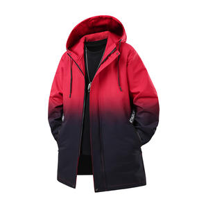 Veste coupe-vent à capuche pour <span class=keywords><strong>homme</strong></span>, couleur dégradée polyvalente, pour les jeunes corpulents - Surdimensionnée, ample, mi-longue - Product Image 2