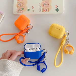 Funda Protectora de Color Sólido para <span class=keywords><strong>Apple</strong></span> <span class=keywords><strong>Airpods</strong></span> 1 2 3 4 Pro 2 3, Funda para Auriculares Inalámbricos con Correa para la Muñeca, Bonito Colgante para Auriculares, Caja de Carga - Product Image 2