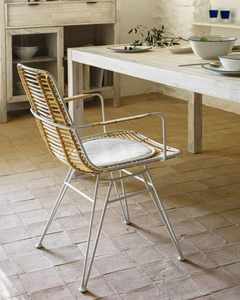 Modern Scandinavian Style Indoor/Outdoor <b>Armchair</b> Rattan White Metal <b>Dining</b> Chair Hotel Use Garden Seating - Product Image 5