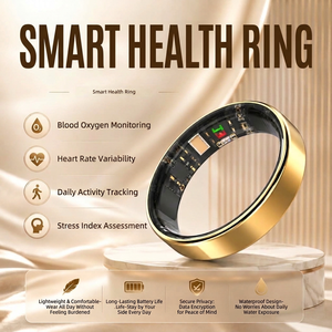 Anillo inteligente de acero inoxidable, monitor de salud y estado físico, monitor de frecuencia cardíaca y sueño, control por aplicación, carga USB - Product Image 1