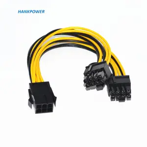 18Awg 20cm 6 פין נקבה כדי 2 ( 6 + 2) פין זכר PCI-Express 6Pin כדי הכפול 8Pin ספליטר GPU כרטיס מסך כבל חשמל