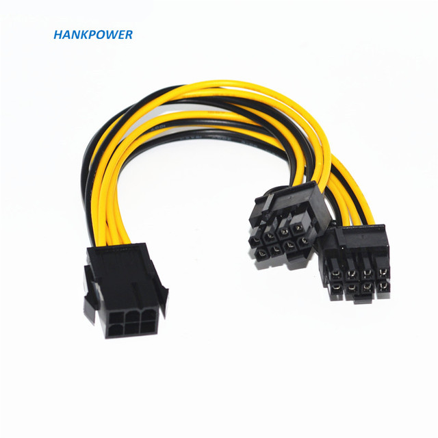 18Awg 20cm 6Pin Female to 2 ( 6+2) 8Pin Male PCI-Express 6Pin to Dual 8Pin Splitter GPU Graphics Card Power Cable