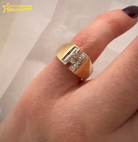 Bague de fiançailles en or massif 10k 14k 18K avec diamant de laboratoire serti clos, bagues en or massif 10k 14k 18K avec diamant taillé en forme de lettre, bijoux fins, bagues nominatives