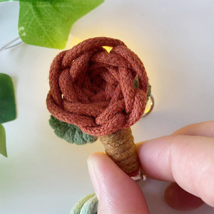Wholesale Cute Handmade 3D Mini Crochet Rose Flower <b>Doll</b> Keychain Yarn Knitted Amigurumi Bag Charm Toy Pendant <b>Doll</b> Key Chain - Product Image 4