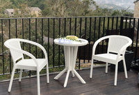 3 pièces Garden Patio Cafe Bistro Tables et chaises en rotin PP Outdoor