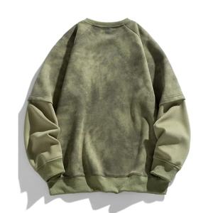 Sweat-shirt unisexe à col rond délavé à l'acide, pull vintage à dégradé de couleurs, manches contrastées, haut décontracté à manches longues - Product Image 2