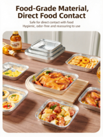 Barquette carrée en aluminium de 1650 ml pour friteuse à air, four, barbecue, qualité alimentaire, épaisse, en papier d'aluminium, pour la cuisson à la maison